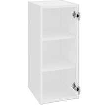 Witte hangkast met legplanken en open deur