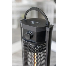 Zwarte terrasverwarmer met handgreep en draaiknop