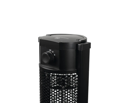 Detailopname van een terrasverwarmer met bedieningspaneel en rooster