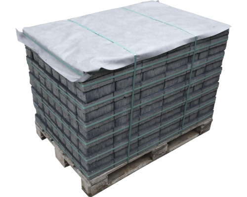 Pallet met betonklinkers, verpakt en klaar voor levering