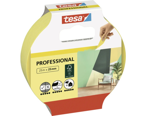 Tesa Professional afplakband, 25 meter bij 25 millimeter