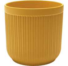 Gele bloempot met geribbeld oppervlak