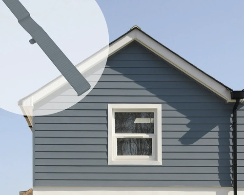 Gevel met horizontale houten bekleding en detailaanzicht van een gevelprofiel