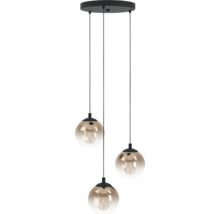 Hanglamp met drie lampen en ronde glazen kappen