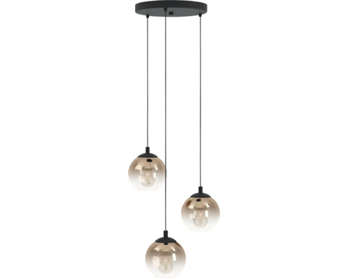 Hanglamp met drie lampen en ronde glazen kappen