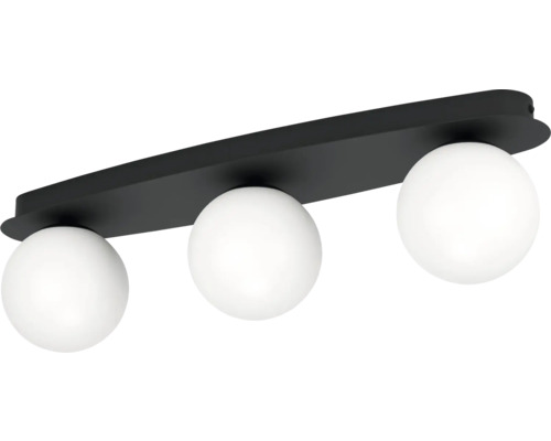 EGLO Wandlamp badkamer Castrovido 58x16 cm zwart 3 lampen IP44 Plafondlamp met drie lampen