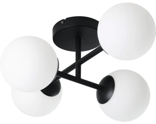 EGLO Plafondlamp badkamer Castrovido 47,5 x 19,5 cm zwart 4 lampen IP44 Plafondlamp met vier lichtbollen