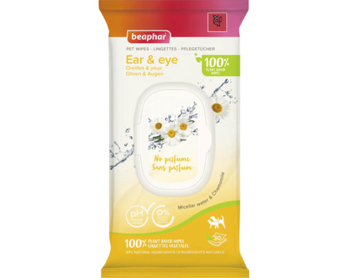 BEAPHAR Pet wipes tbv ogen & oren 30 st Beaphar Oog- en oorreinigingsdoekjes voor huisdieren, 30 stuks