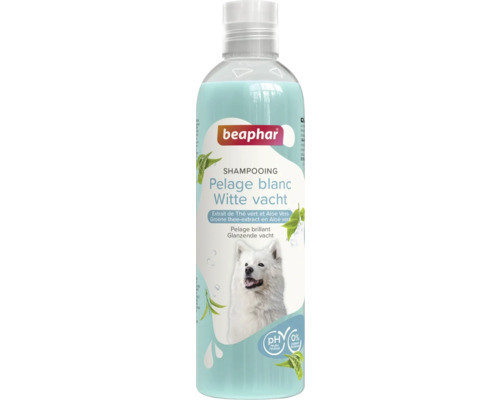 Beaphar shampoo voor witte vacht in transparante fles