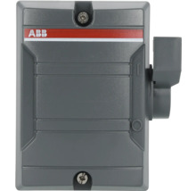ABB-logo op grijze behuizing met bedieningshendel