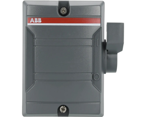 ABB Werkschakelaar 3-polig 25A grijs ABB-logo op grijze behuizing met bedieningshendel