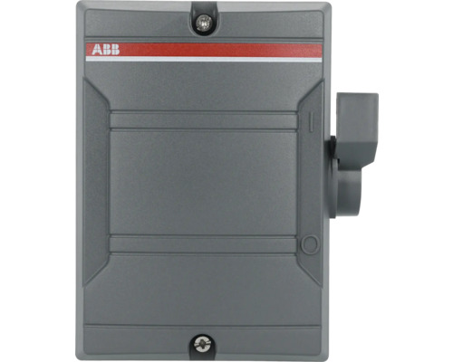 ABB Werkschakelaar 4-polig 40A grijs ABB-logo op een grijze schakelaar