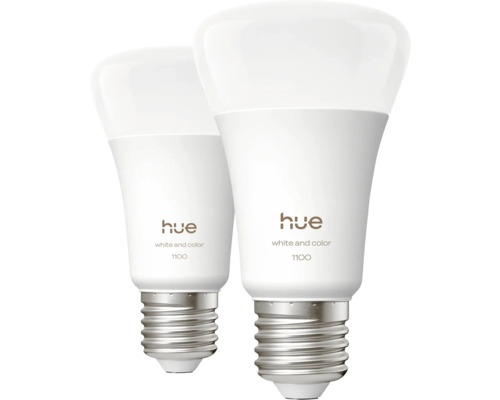 PHILIPS Hue White and Color Ambiance LED-lamp E27/8,1W A60 RGBW 2 stuks Twee Hue White en Color 1100 lampen