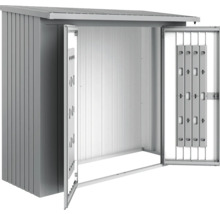 Metalen tuinhuis met open deuren