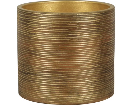 PASSION FOR POTTERY Bloempot Le Havre Aardewerk bruin goud Ø 29 cm H 26 cm Cilindervormige bloempot met horizontale groeven