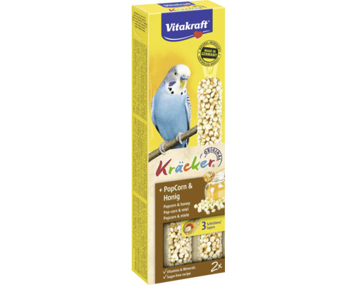 Vitakraft Kräckers popcorn en honing voor grasparkieten, 2 stuks