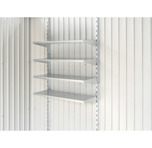 Rek systeem met vier legborden voor wandmontage