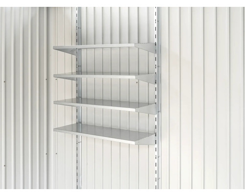 Rek systeem met vier legborden voor wandmontage