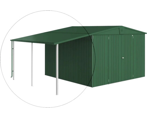 Tuinhuis met metalen overkapping