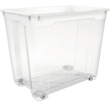 Transparante kunststof opbergbox met wielen