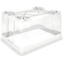 Kunststof plantenbak met transparante wanden en witte hoeken