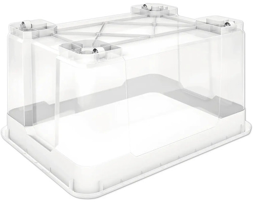 Kunststof plantenbak met transparante wanden en witte hoeken