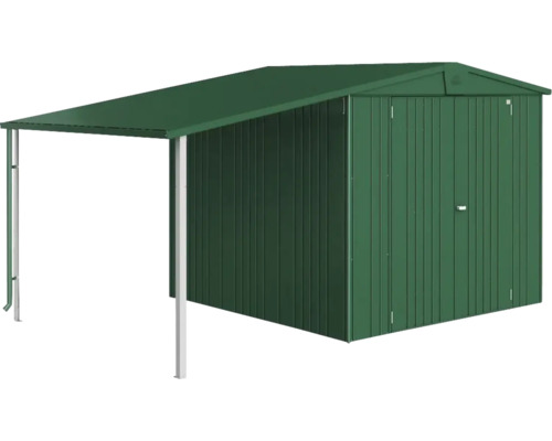 Metalen tuinhuis met luifel