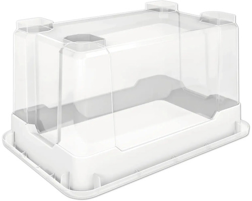 Transparante kweekbak met witte onderschaal voor het kweken van planten