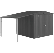 Metalen tuinhuis met overkapping voor het opbergen van tuingereedschap en gereedschap