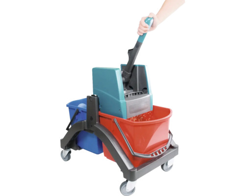 Reinigingswagen met emmer en uitperssysteem