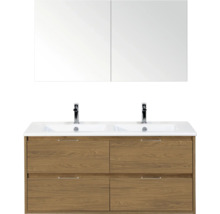 Wastafelmeubel met spiegel en houten onderkast