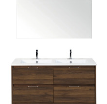 Wastafelmeubel met dubbele wastafel, spiegel en onderkast