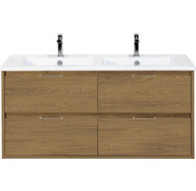 Wastafelonderkast met twee wastafels en vier laden