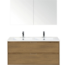 Wastafelcombinatie met twee wastafels, onderkast en spiegelkast