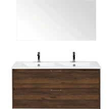 Wastafelmeubel met twee wastafels, onderkast en spiegel