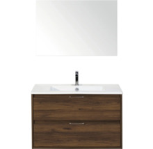 Wastafelonderkast met spiegel en twee laden