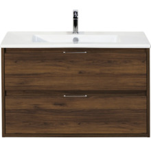 Wastafelonderkast met twee laden, wastafel en kraan