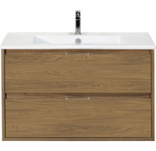 Wastafelonderkast met twee laden, wasbak en kraan