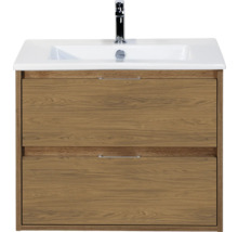 Wastafelonderkast met twee laden, wastafel en kraan