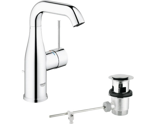 Grohe wastafelkraan met trekstangafvoerplug