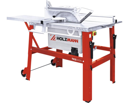 Holzmann TKS500S tafelcirkelzaag met rood onderstel en zijtafel