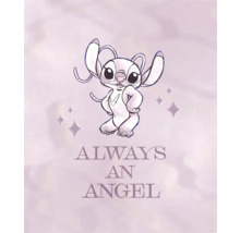 Illustratie met het opschrift 'Always an Angel' en een tekenfilmfiguur