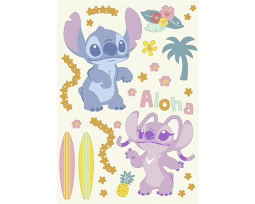 Decoratieve muursticker met figuren, bloemen en tropische motieven