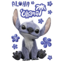 Muurstickers met Stitch, Aloha, Ohana en bloemmotieven