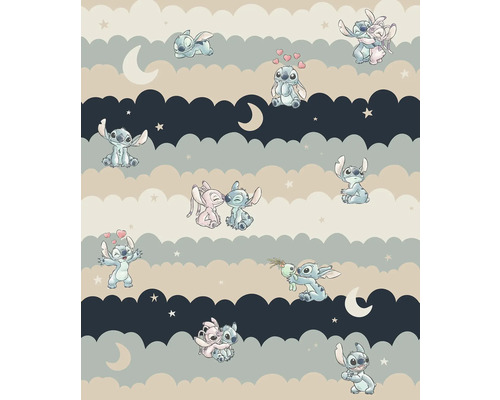 Stofpatroon met Stitch-motieven, wolken, manen en sterren