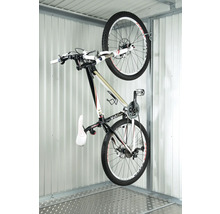 Fiets aan een fietsophangsysteem in een garage