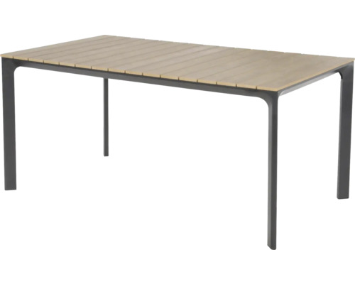 Rechthoekige tuintafel met houten lattenblad en metalen frame