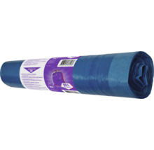 Rol blauwe vuilniszakken met trekband, 60 liter inhoud
