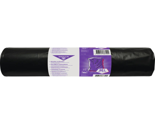 Vuilniszakken rol met tien stuks, 60 liter inhoud