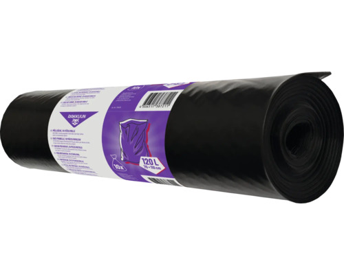 Rol zwarte vuilniszakken, 10 stuks, 120 liter